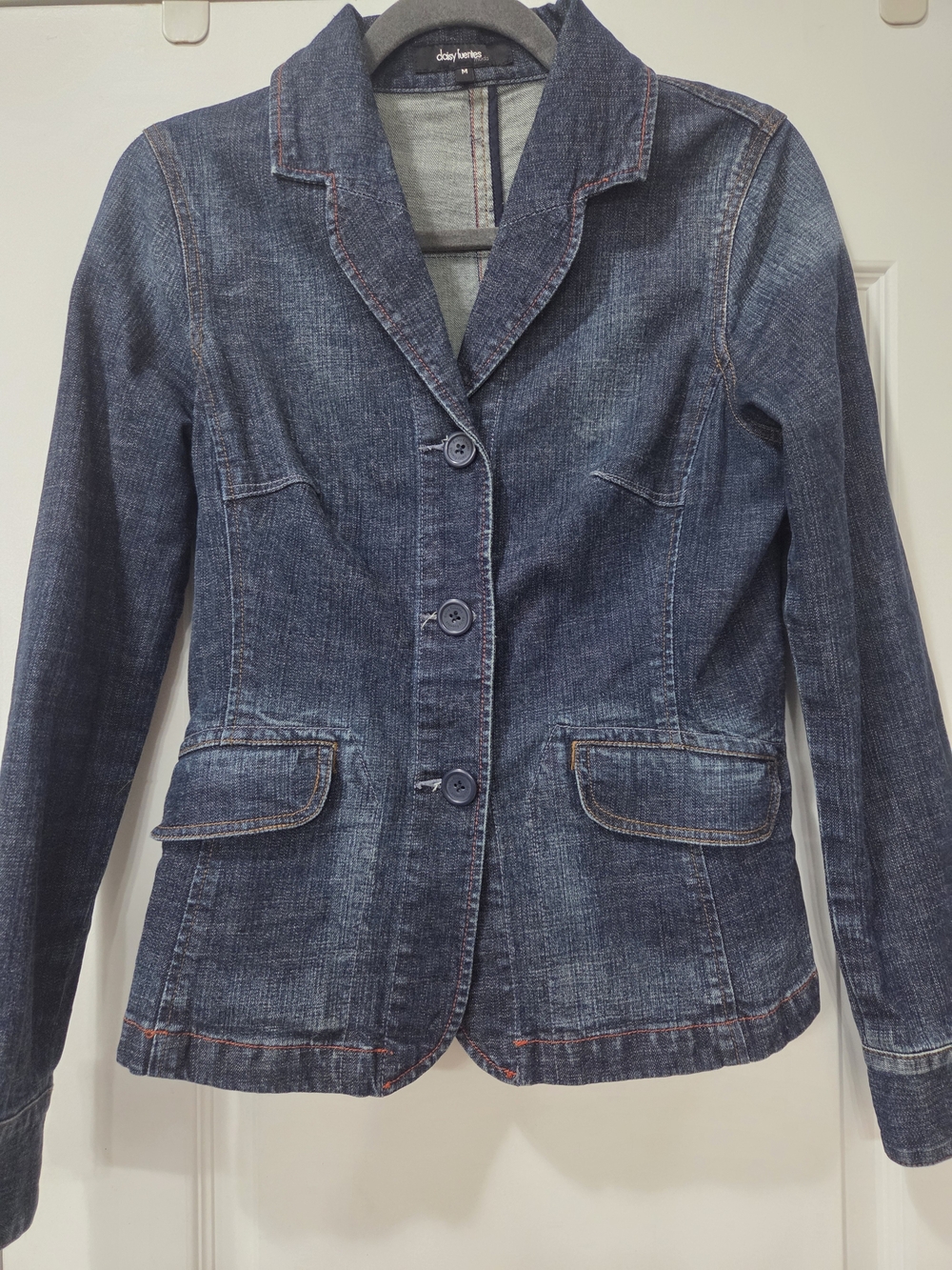 Daisy Fuentes Dark Blue Denim Blazer Jacket